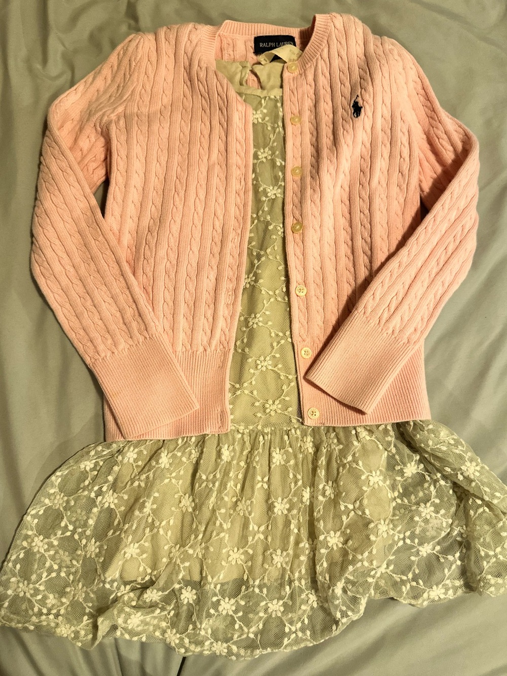 Ralph Lauren pink cardigan sweater size 6x with Zara dress bundle